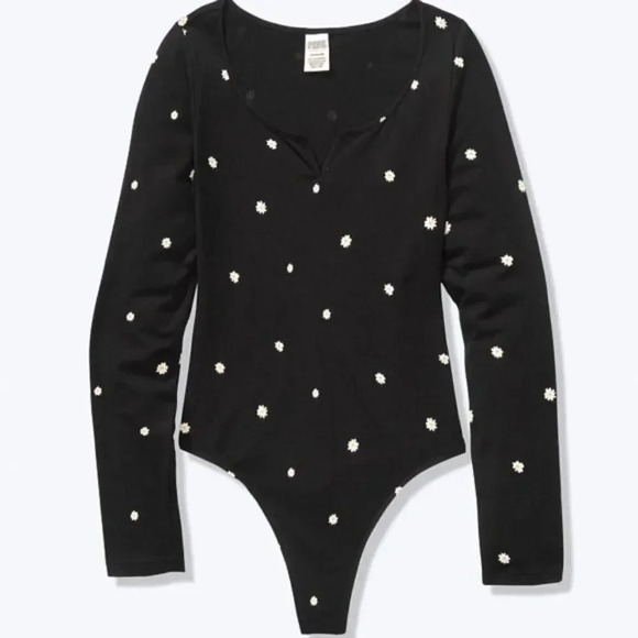 PINK Victoria's Secret Tops - Victorias Secret Pink Long Sleeve Bodysuit Daisy